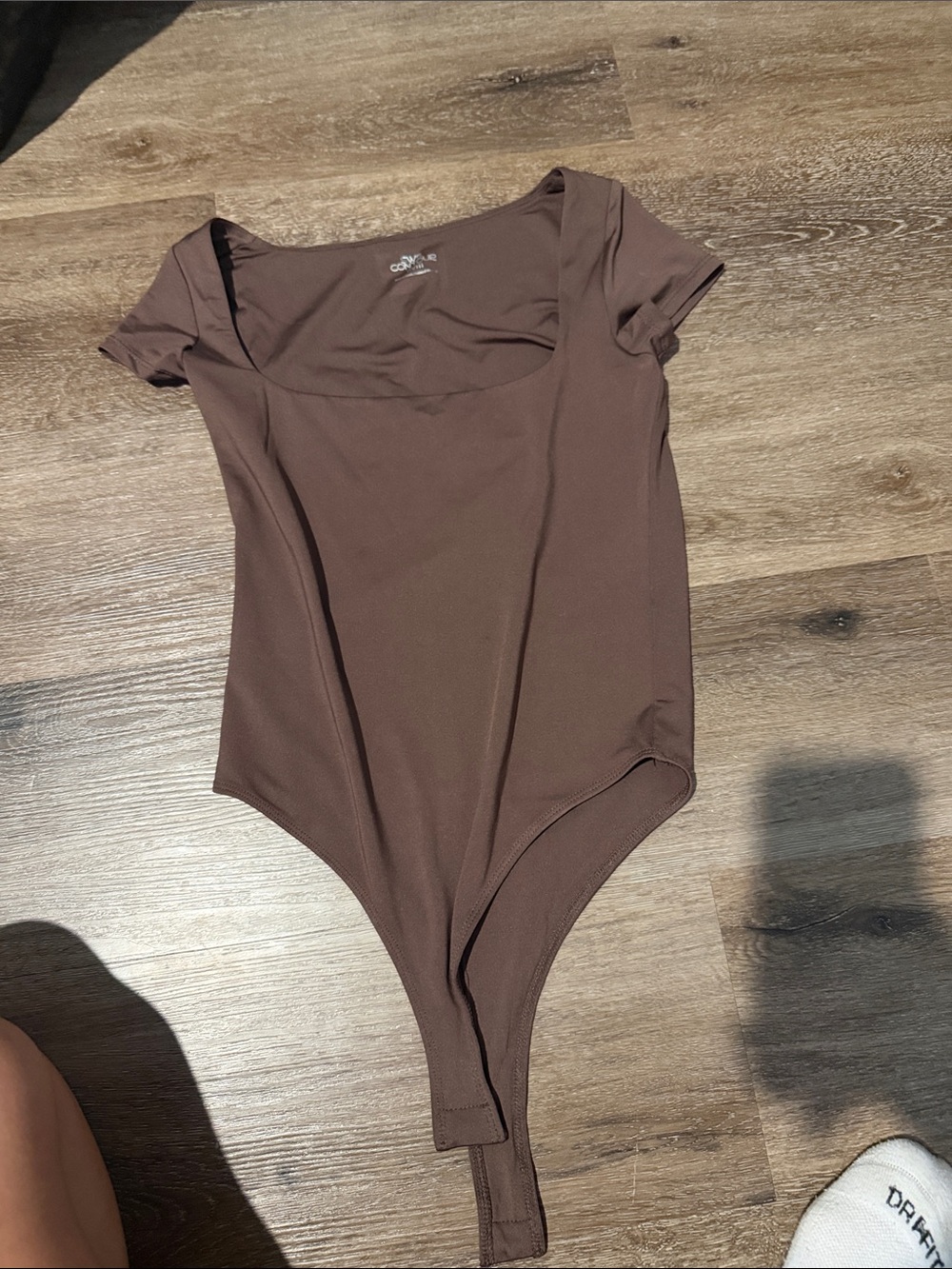 Brown Scoop Neck Bodysuit